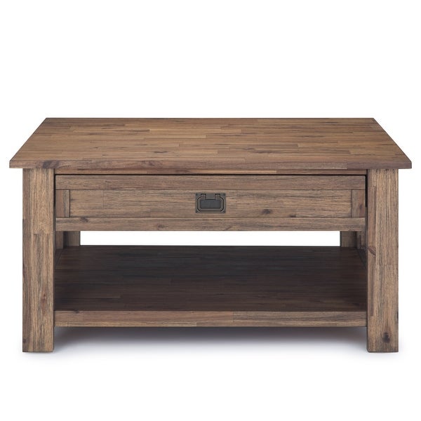 WYNDENHALL Garret SOLID ACACIA WOOD 38 inch Wide Square Rustic Coffee Table - 38 W x 38 D x 19 H