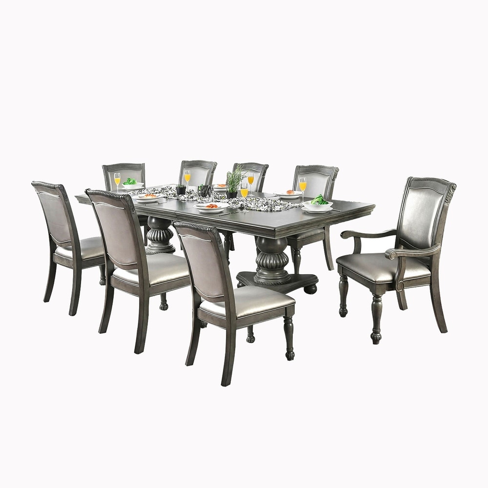 Expandable Dining Set in Gray and Silver