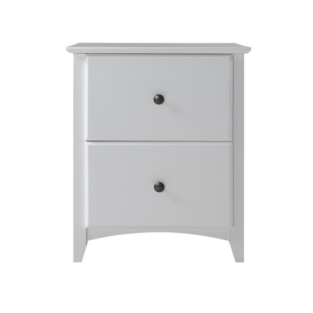 Shaker Style 2 Drawer Night Stand   White Finish