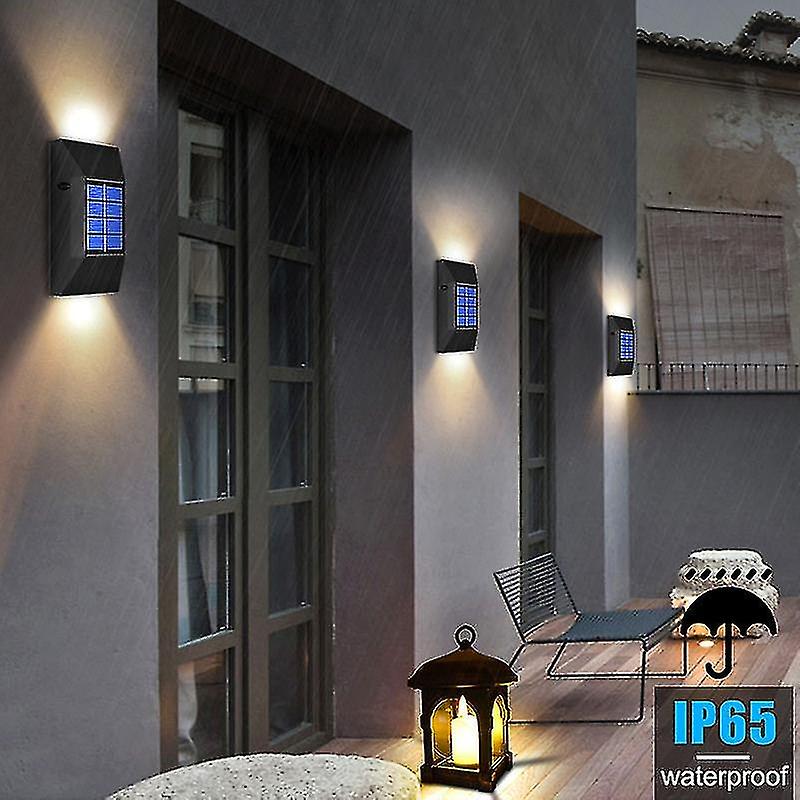 6led Solar Fence Lights， 2 Pack Solar Lights Outdoor Garden Fence， Solar Wall Lights Outdoor For Pat