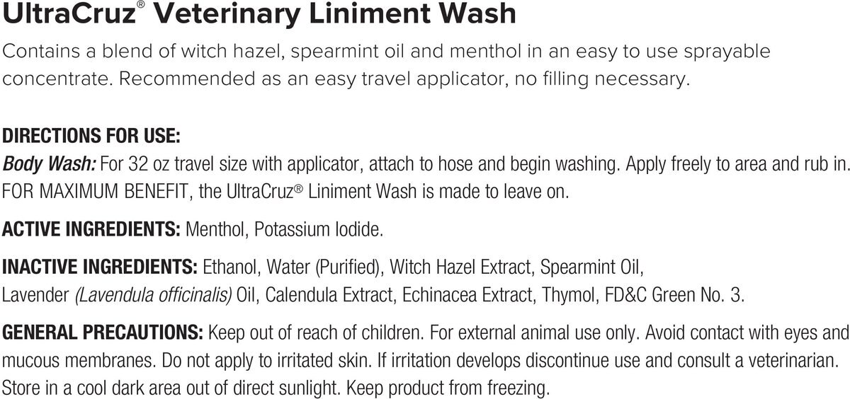 UltraCruz Liniment Horse Wash Spray， 32-oz bottle