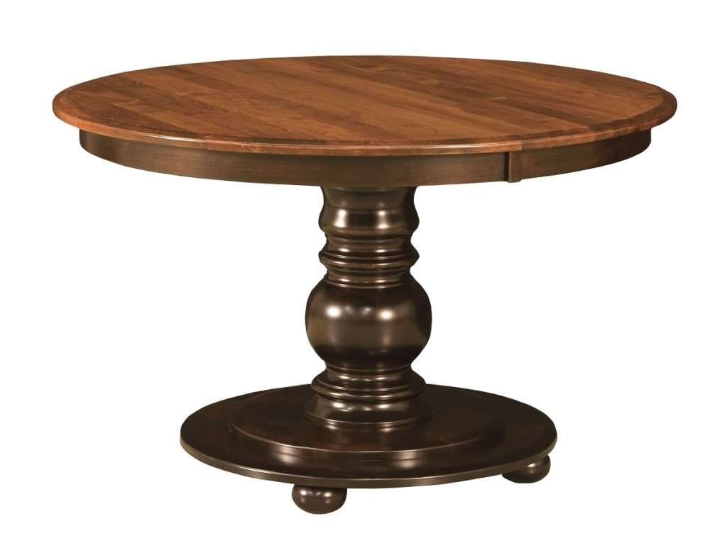 Amish Round Pedestal Dining Table Black Traditional Kitchen Solid Wood 42 48