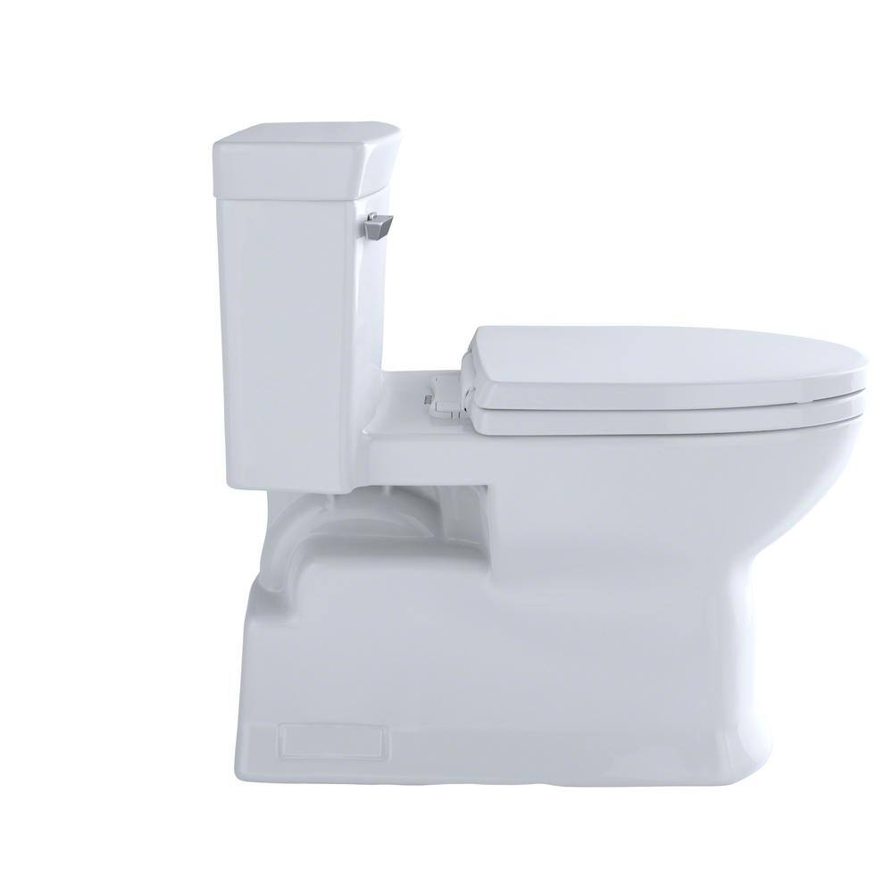 TOTO Eco Soiree 1-Piece 1.28 GPF Single Flush Elongated ADA Comfort Height Toilet in Cotton White SoftClose Seat Inlcuded ms964214cefg#01