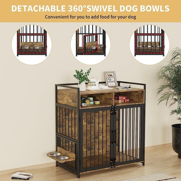 Dog Crate with Storage Shelves End Table Indoor Kennel Furniture