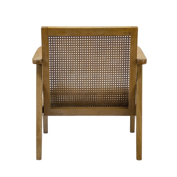 Wood Armchair with Rattan Back and Unique arm design for the Living Room， Office， Bedroom