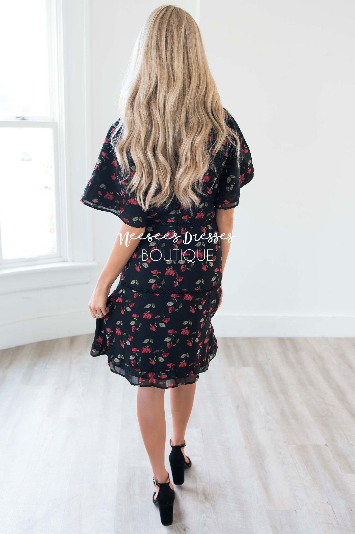 The Janessa Flutter Sleeve Floral Dress