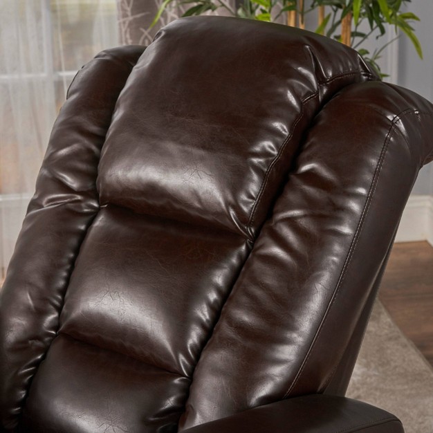 Emersyn Tufted Leather Power Recliner With Arm Storage And Usb Cord Brown Christopher Knight Home