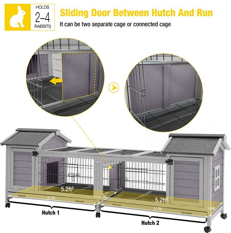 Aivituvin-AIR68 Wooden Indoor Rabbit House， Large， Gray