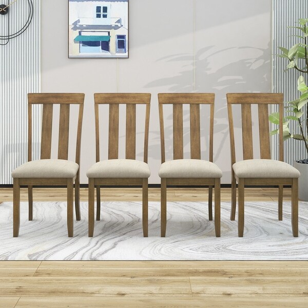 Set of 4 Dining Chairs Soft Fabric Dining Room Chairs with Seat Cushions and Curved Back