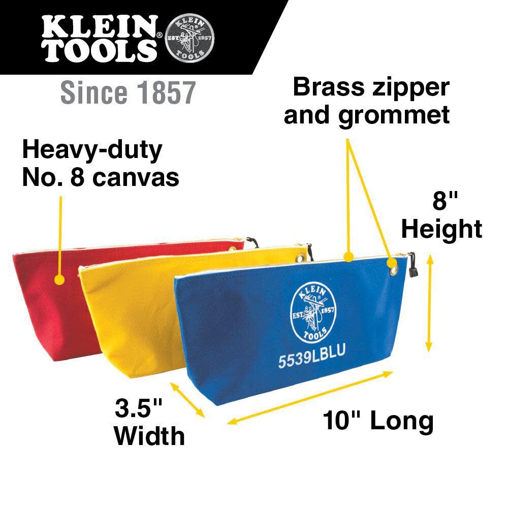 Klein Tools Assorted Canvas Zipper Bags 3-pack 5539CPAK from Klein Tools