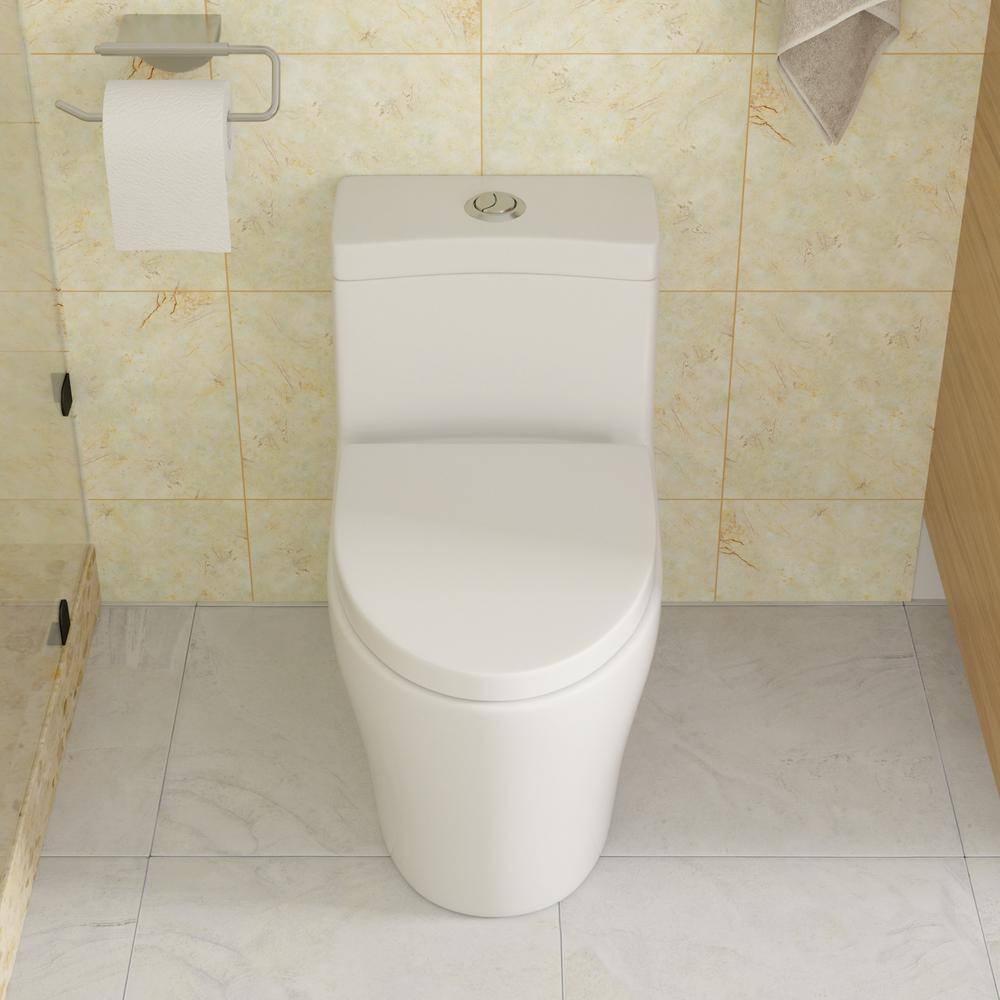 LORDEAR 12 in. Rough-In 1-piece 1.61.1 GPF Dual Flush Elongated Toilet in White Slow Close Seat Included MT80DL10