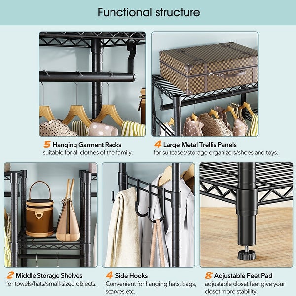 Garment Rack， Heavy Duty Clothes Rack for Hanging Clothes Capacity 900 LBS