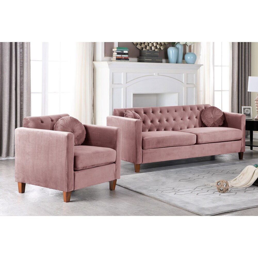 Persaud Kitts Classic Chesterfield Sofa and Chair Living Room Set