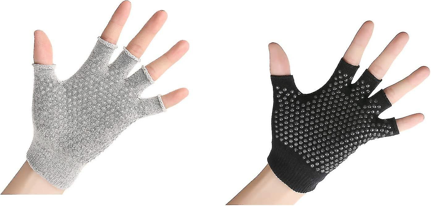 2 Packs Of Non Slip Fingerless Yoga Gloves Exercise Gloves Workout Gloves