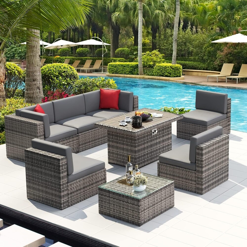 7PCS Outdoor Sectional Sofa Set，Patio conversation set