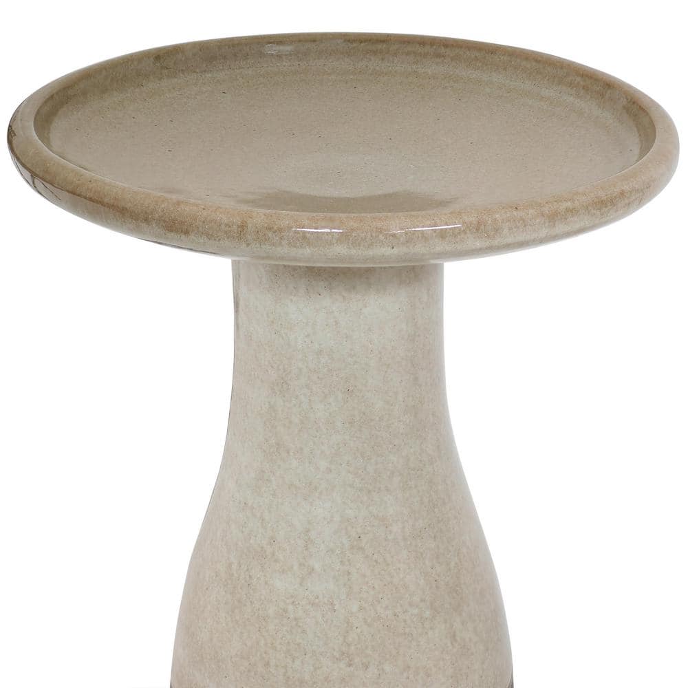 Sunnydaze Decor Duo-Tone Yam Glazed Ceramic Outdoor Bird Bath， UV/Frost Resistant AP-367