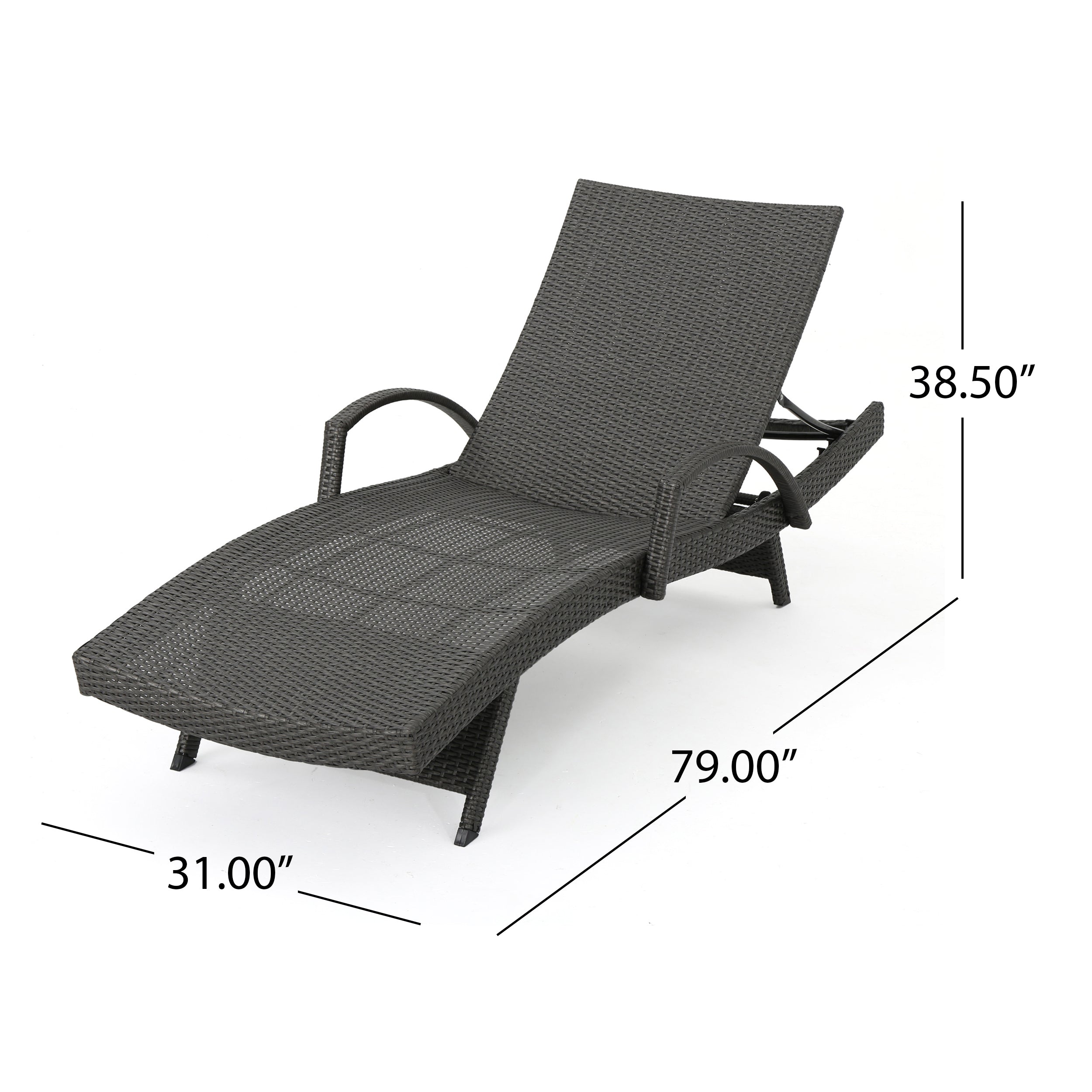 Soleil Outdoor Gray Wicker Arm Chaise Lounges