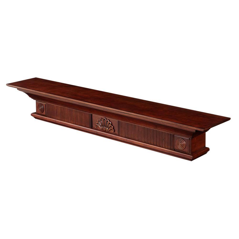 Pearl Mantels 6 ft. Distressed Cherry Cap-Shelf Mantel RPS7241670D