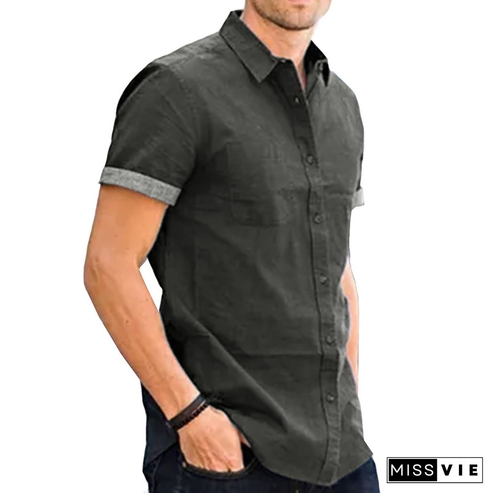 Business Men's Jeans Short Sleeve Shirt Non Iron Casual Men's Shirt