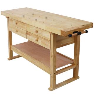 60 in. Wood Workbench with 4 Drawers Wooden Workbench for Garage Workshop and Home Workbench7