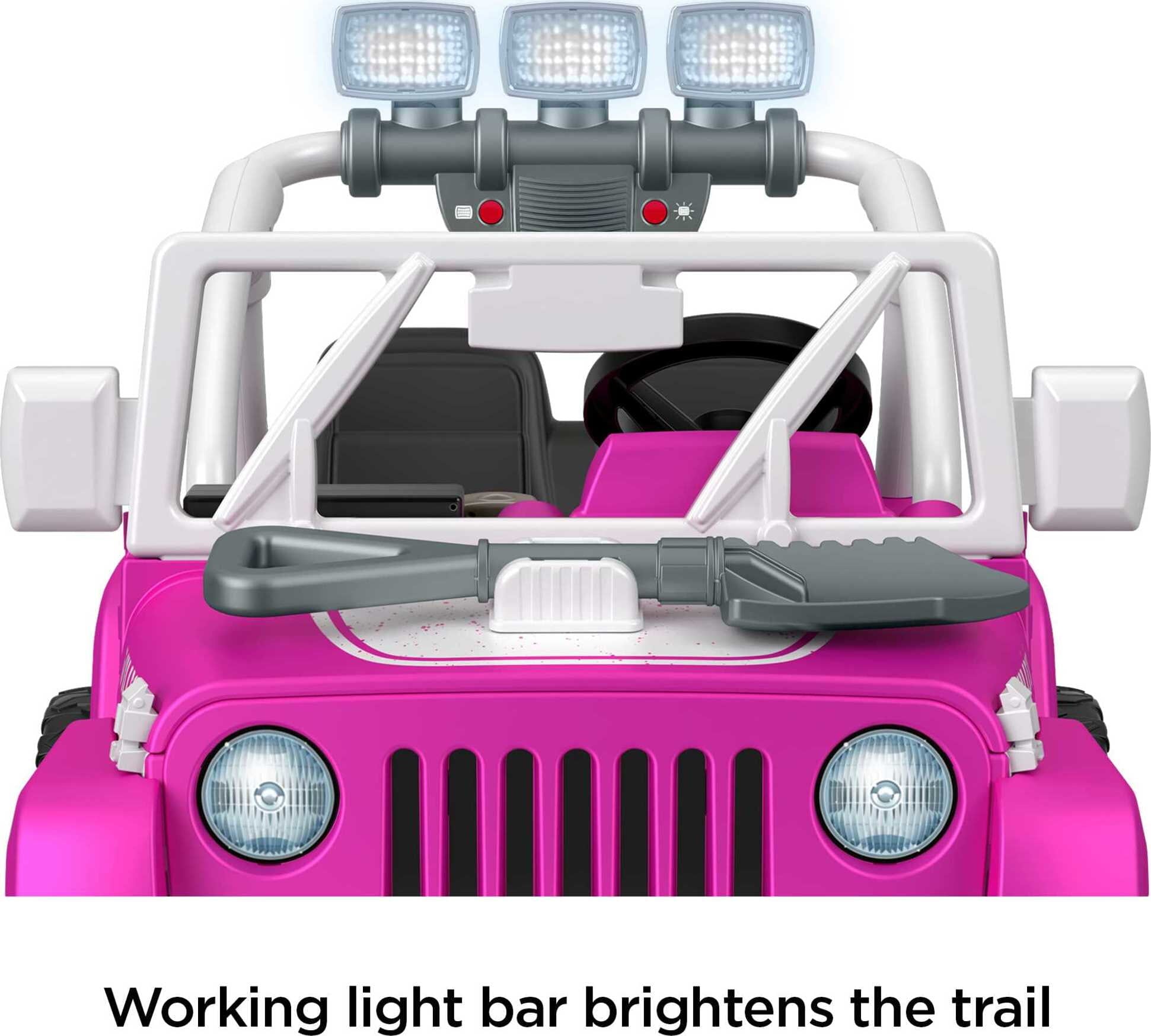 Power Wheels Jeep Wrangler Willys Battery-Powered Ride-On Vehicle with Lights & Sounds, Pink