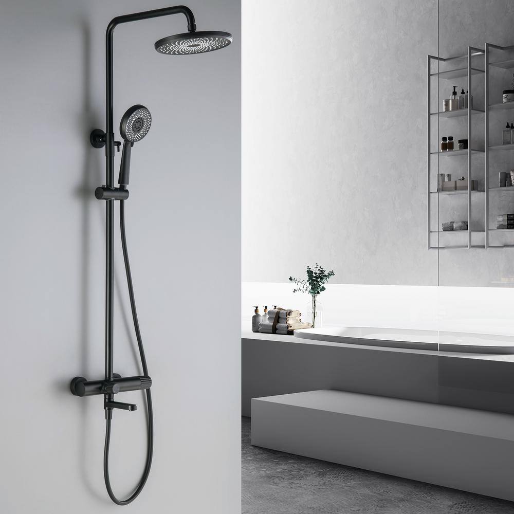 Tomfaucet 3-Spray Multi-Function Wall Bar Shower Kit with Tub Faucet in Matte Black TFB1161MB