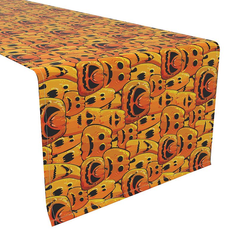 Table Runner， 100% Polyester， 12x72， Pumpkin Ghost Faces