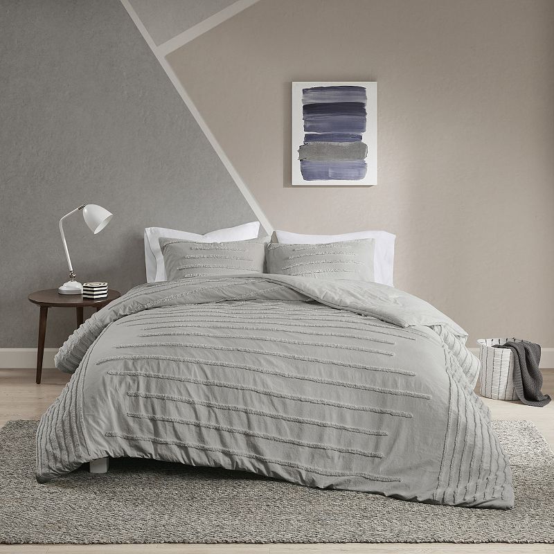 Urban Habitat Camden 3-piece Cotton Chenille Striped Duvet Cover Set with Shams