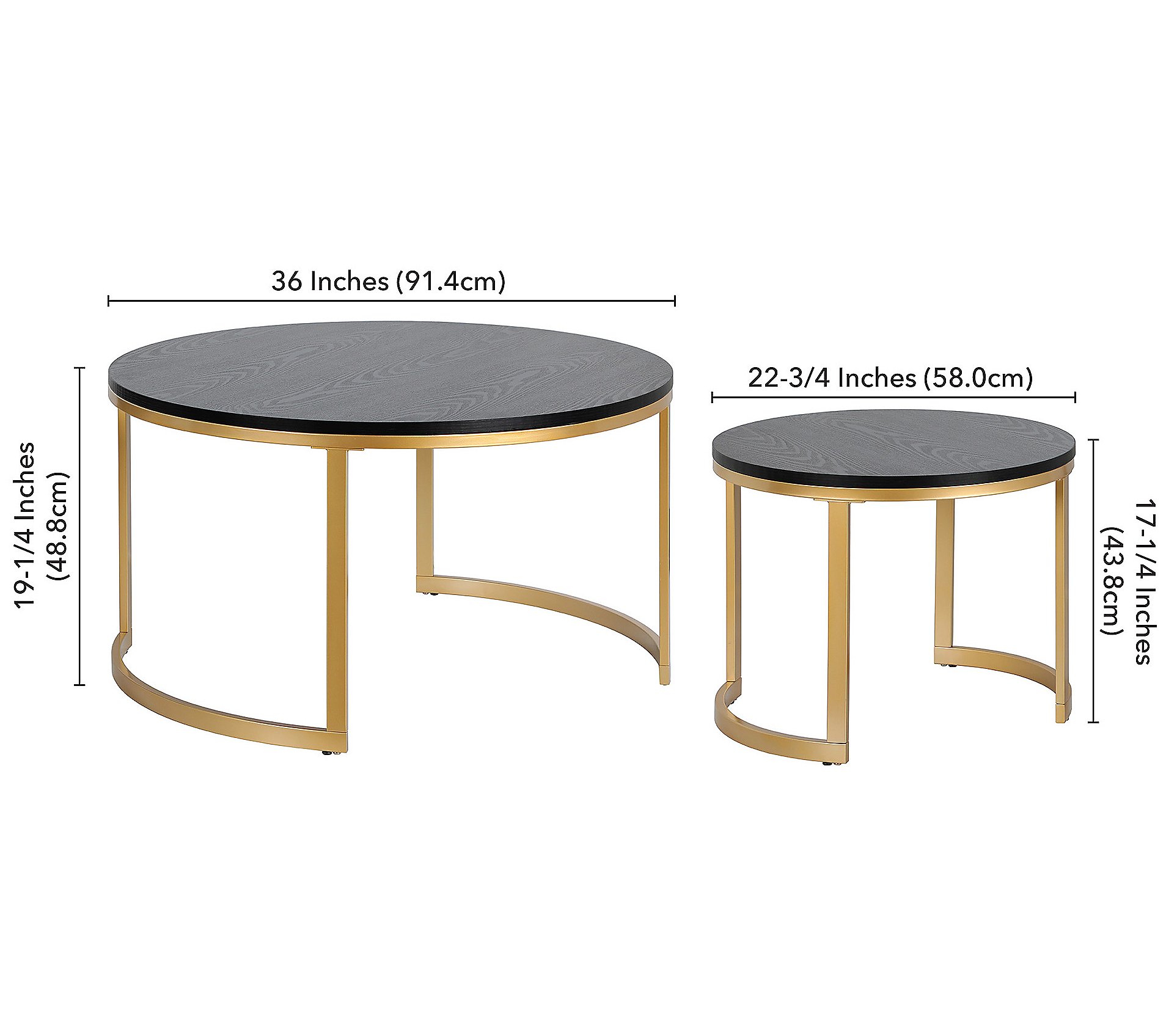 Hudson and Canal Mitera Round Nested Coffee Table with MDF Top