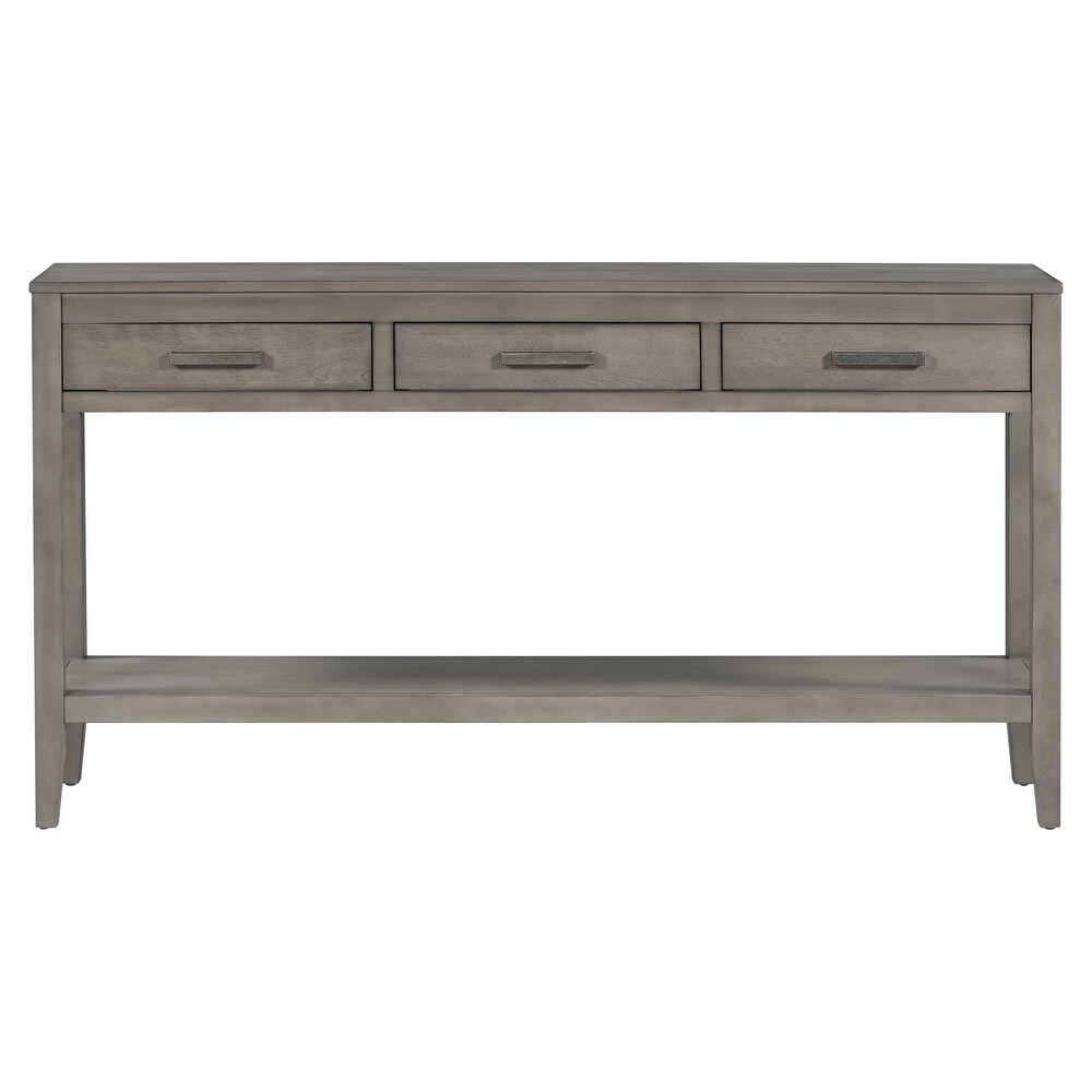 59 Inch Solid Wood and MDF Console Table with one Shelf