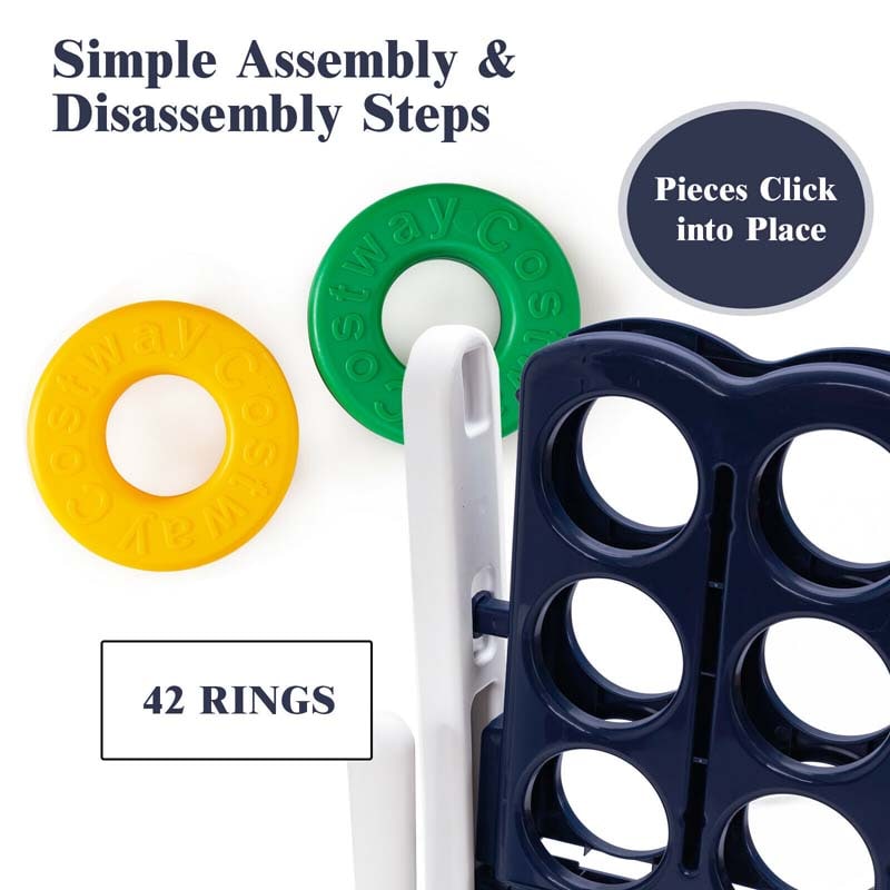 Giant 4-In-A-Row, Jumbo 4-to-Score Giant Game Set with 42 Jumbo Rings & Quick-Release Slider