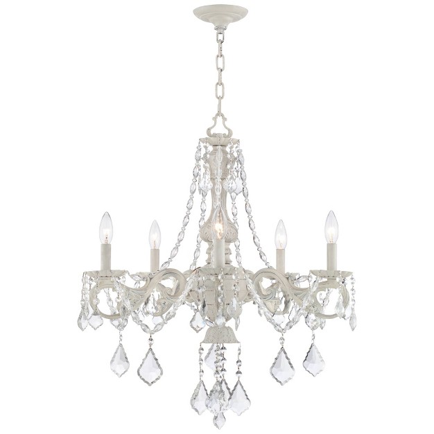 Wide French Crystal 5 light Fixture For Dining Room House Kitchen Island