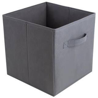 Home Basics 10.5 in. H x 10.5 in. W x 10.5 in. D Gray Fabric Cube Storage Bin SB51076