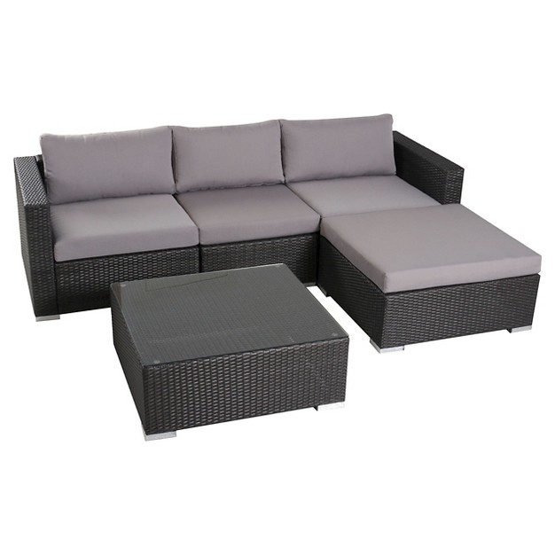 Santa Rosa 5pc Wicker Patio Seating Sectional Set With Cushions Gray With Silver Gray Cushions Christopher Knight Home