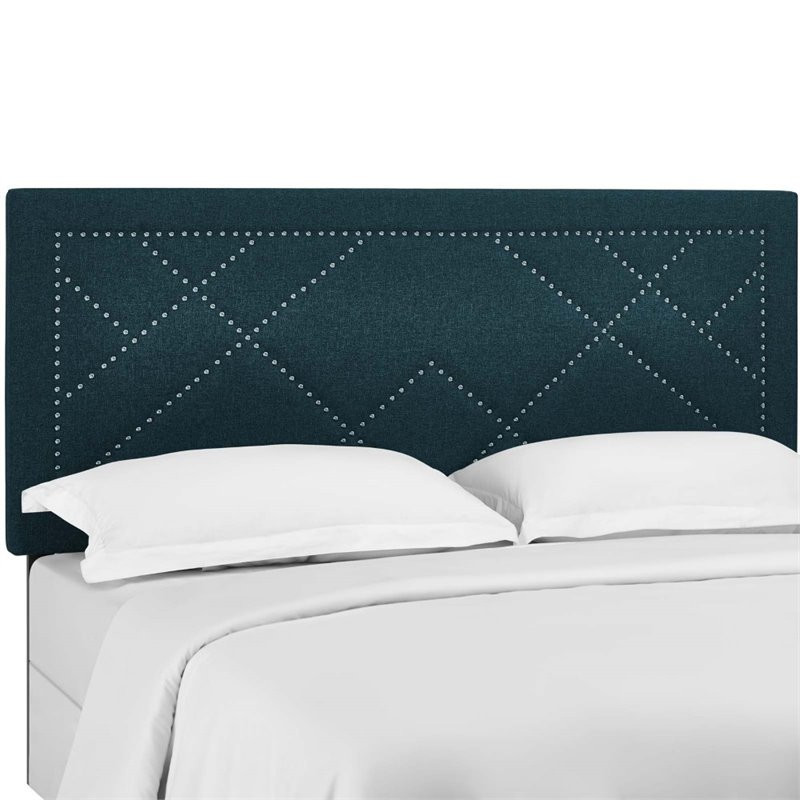 Modway Reese Nailhead Full/Queen Upholstered Linen Fabric Headboard in Azure   Transitional   Headboards   by Homesquare  Houzz