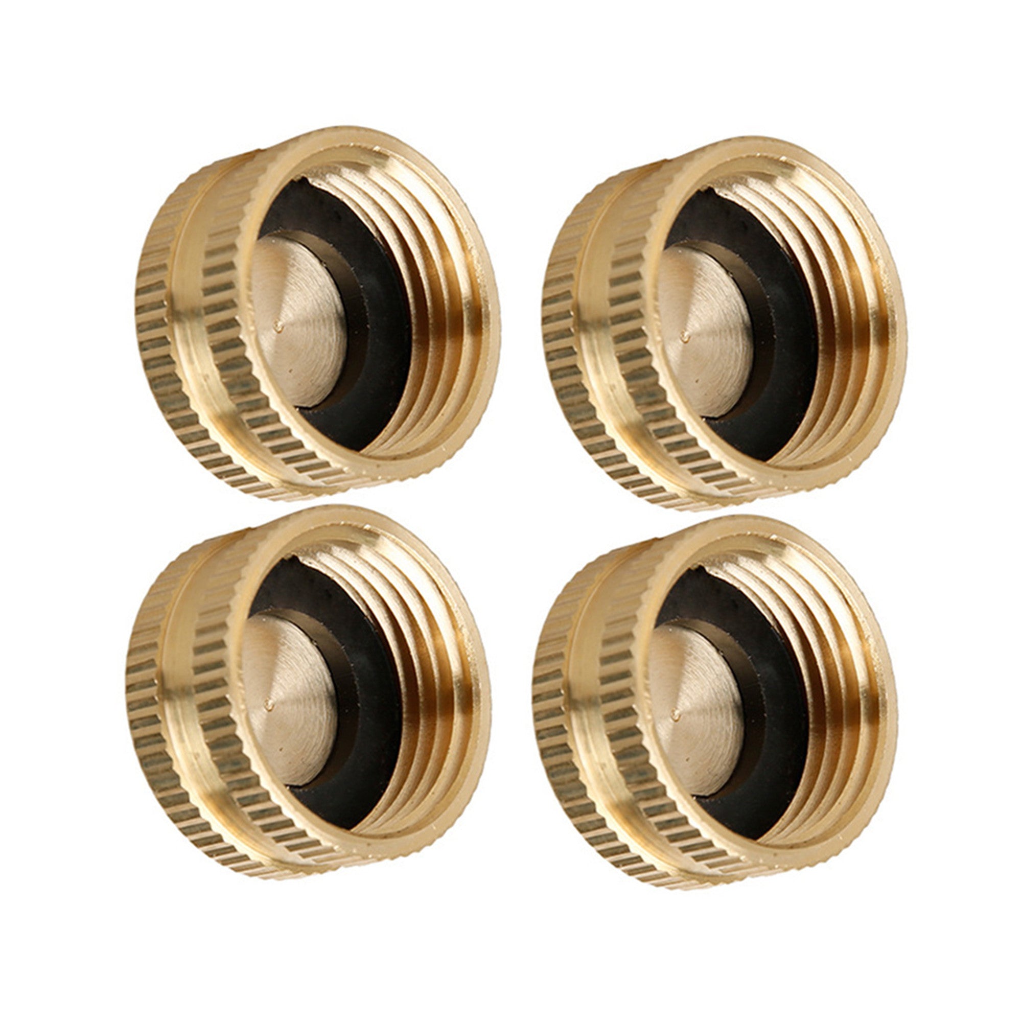 Irene Inevent 4 Pieces Garden Hose Brass Hose Cap with Washers 3/4-Inch Female Thread End Cap