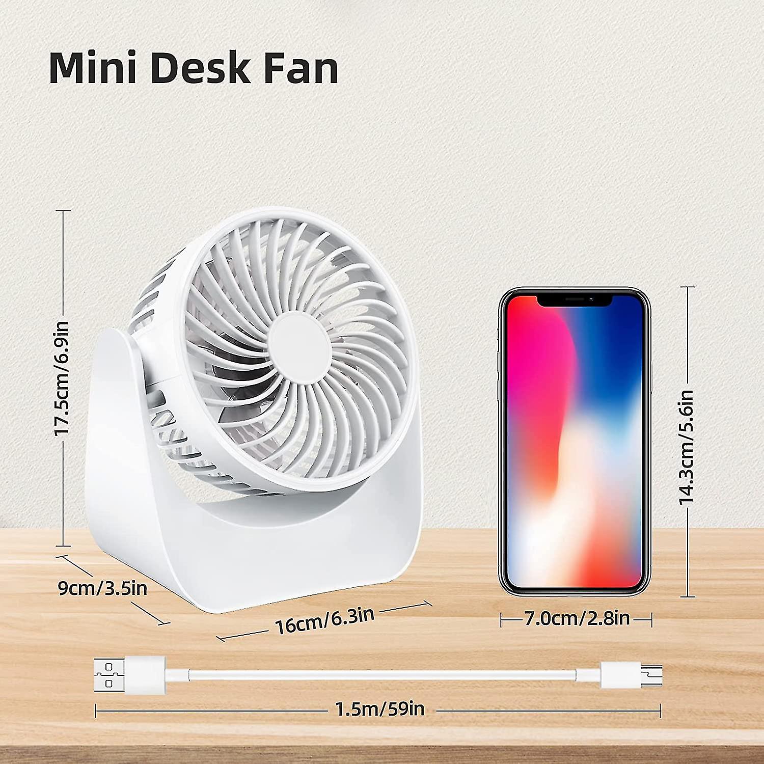 Usb Fan， Small Fan， 360 Rotation Portable Quiet Mini Usb Fan， 3 Speeds Desk Fan With 1.5m Usb Cable For Office/car/travel/camping(white)