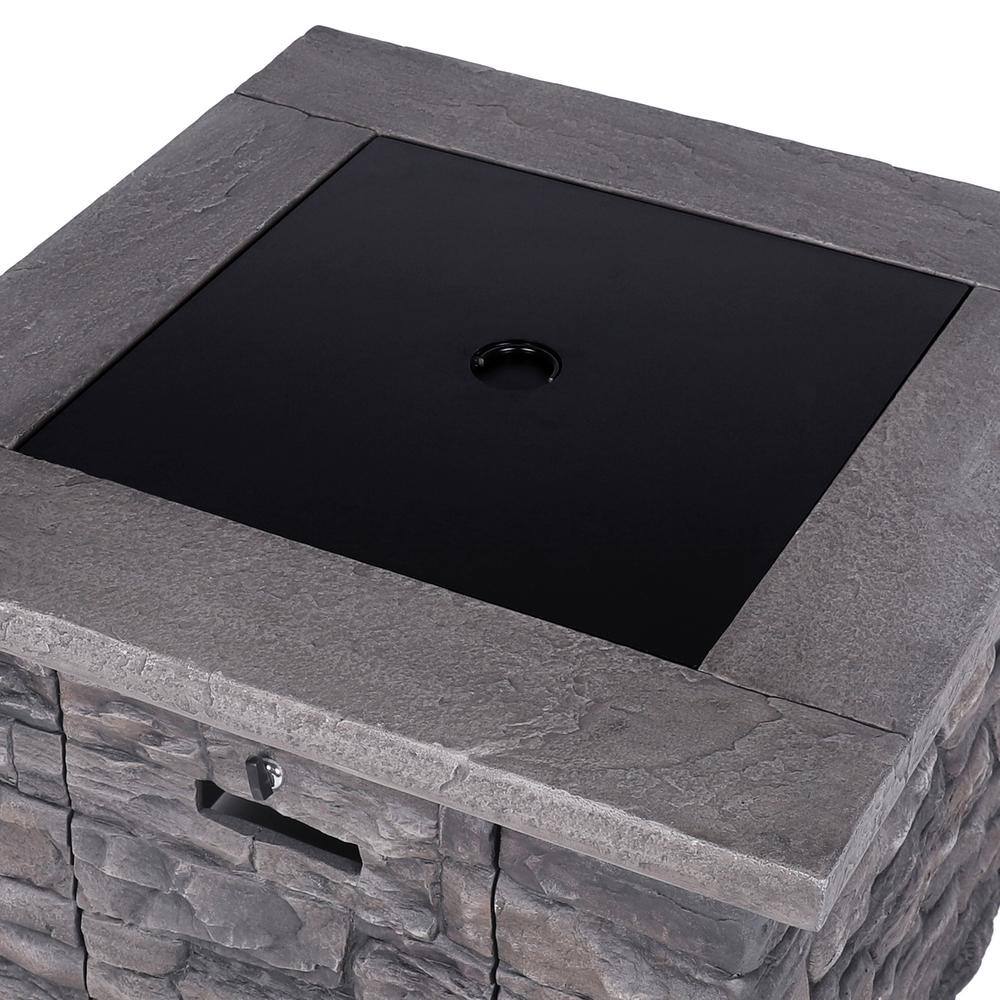 VEIKOUS 31 in. Square Outdoor Gas Fire Pit Propane 50000 BTU with Lid and Cover Free Lava Rocks PG0601-04