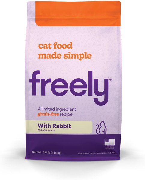 Freely Rabbit Recipe Grain-Free Dry Cat Food， 3-lb bag