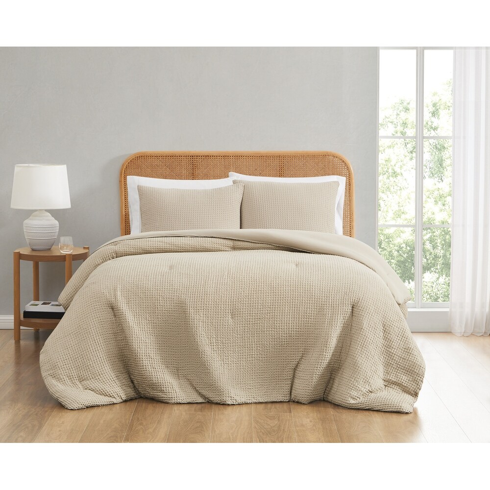 Truly Soft Textured Waffle Comforter Set