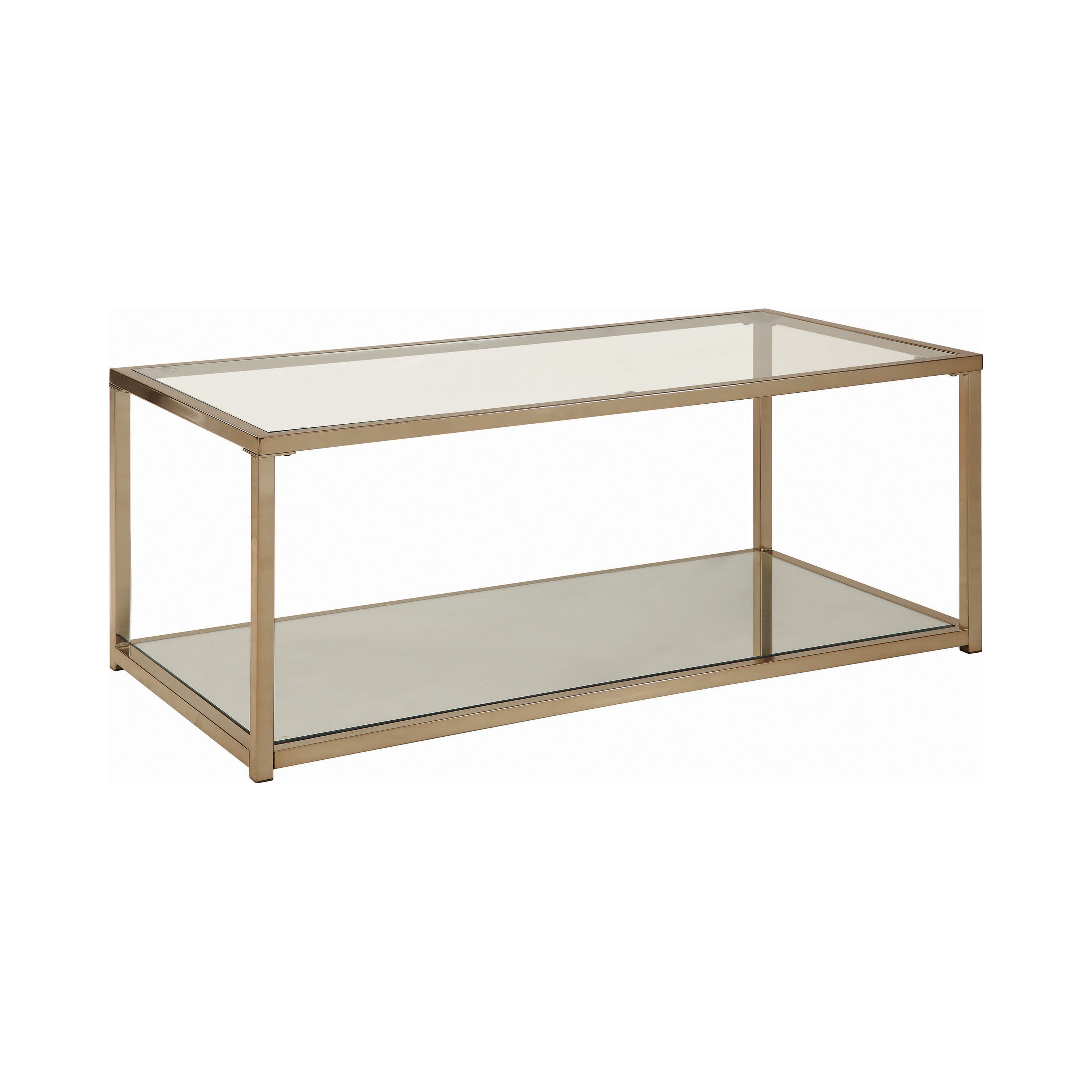 Coffee Table with Mirror Shelf Chocolate Chrome