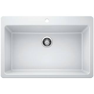 Glacier Bay Drop-inUndermount Granite Composite 33 in. Single Bowl Kitchen Sink in White 442801