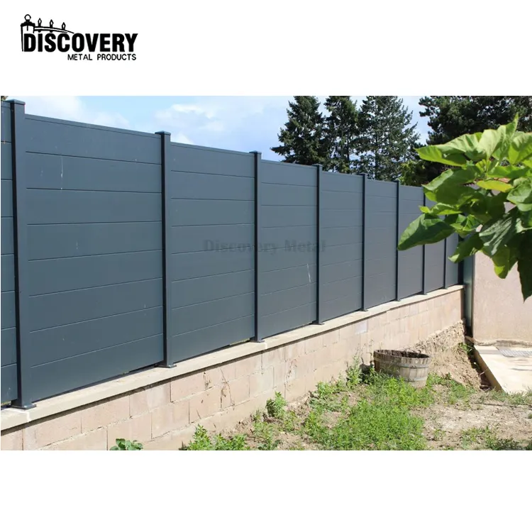 factory custom high quality aluminum dark grey color privacy fence for garden