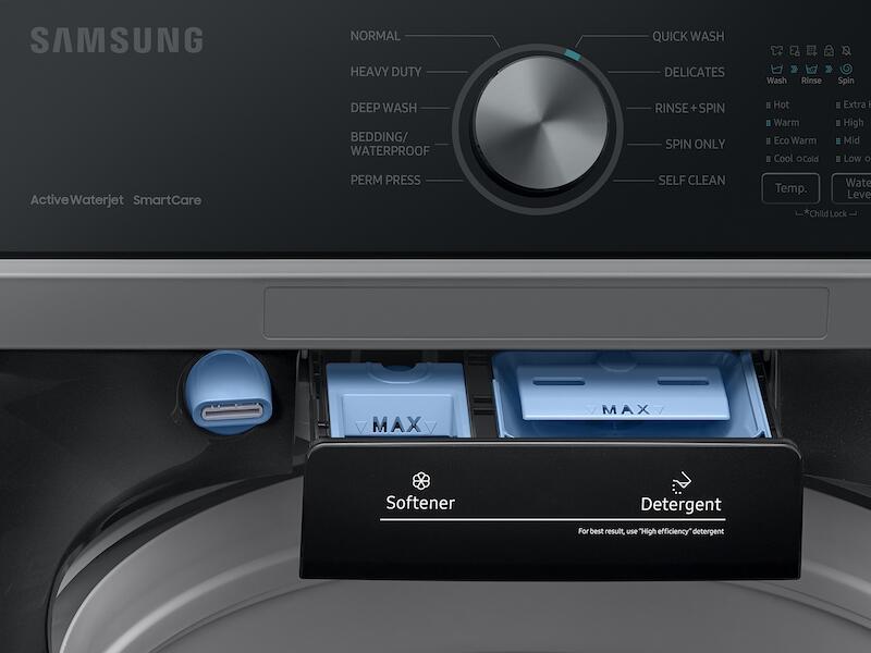 Samsung WA44A3405AV 4.4 Cu. Ft. Top Load Washer With Activewave™ Agitator And Active Waterjet In Brushed Black