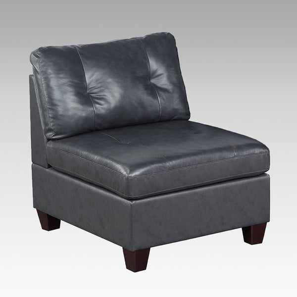 Genuine Leather Upholstered Modular Armless Chair with Tufting Design