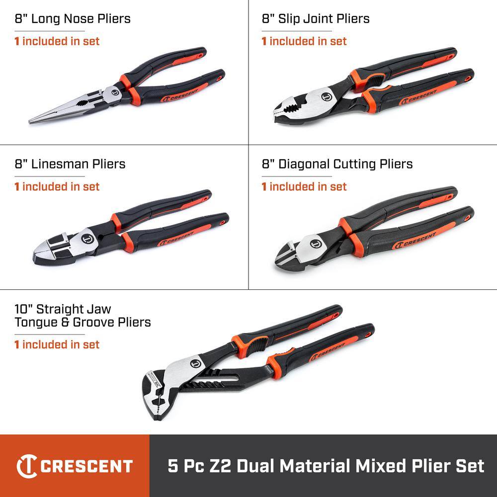 Crescent 5-Piece Z2 Mixed Dual Material Plier Set Z2SET5CG-06