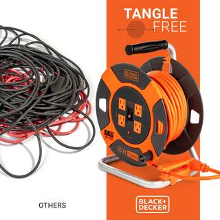 BLACK+DECKER 75 ft. 4 Outlets Retractable Extension Cord with 14 AWG SJTW Cable Outdoor Power Cord Reel BDXPA0063