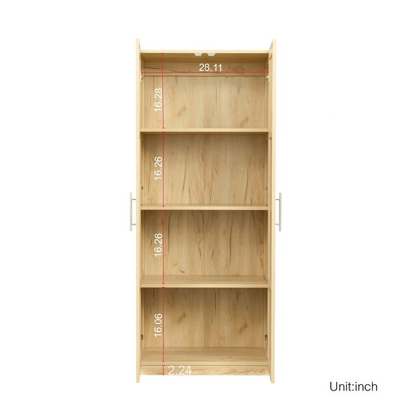 Modern High Wardrobe Cabinet with 2 Doors and 3 Partitions - - 37291385