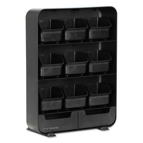 Mind Reader Baggy Nine-Drawer Tea Bag and Accessory Holder， 10.24 x 4.33 x 13.11， Black (TBORGBLK)