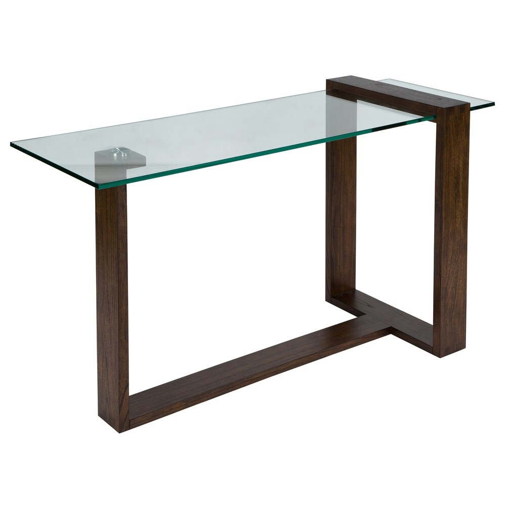 Bristow Modern Acorn Wood and Glass Entryway Sofa Table